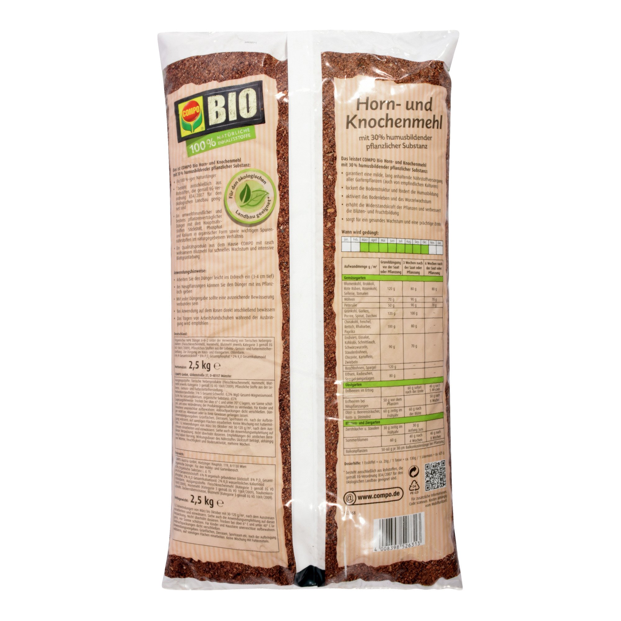 COMPO BIO Horn- und Knochenmehl, Hochwertiger Natur-Dnger, Auch ideal als  Tomatendnger, 2,5 kg (Packung mit 2) : Amazon.de: Garten