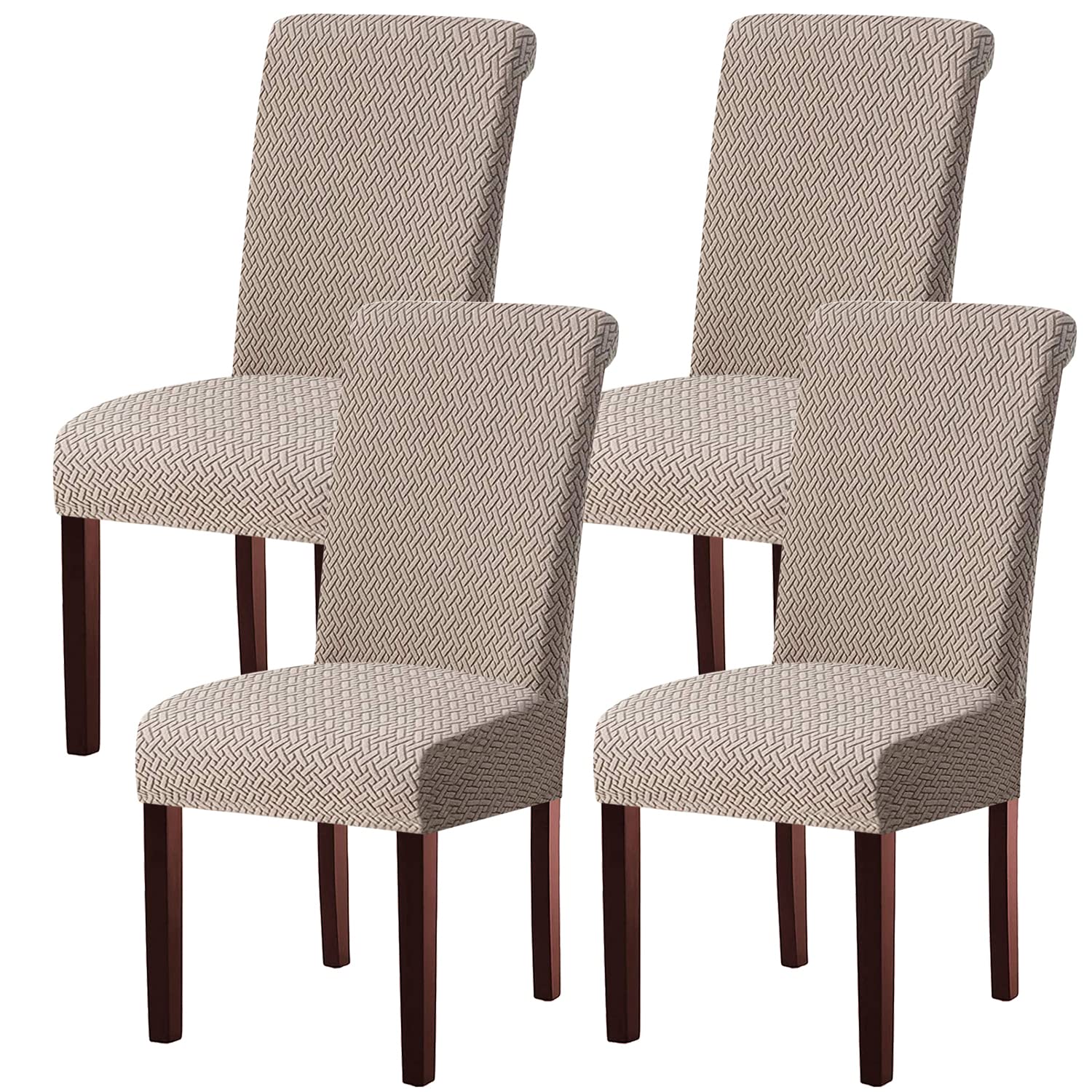 KELUINA Stretch Lattice Waterproof Chair Covers 4PCS Khaki for Dining