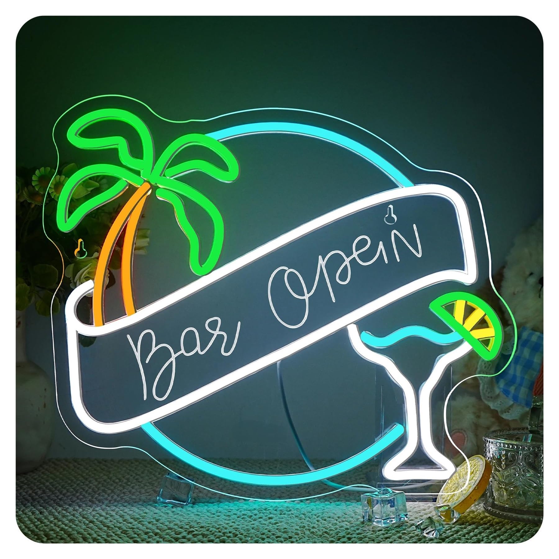 SHOUXI Sign Lamp Bar Open Neon Sign for Wall Decor Beer Bar Light with Dimmer for Pub Party Man Cave Room Decorative Lamps 32х37cm