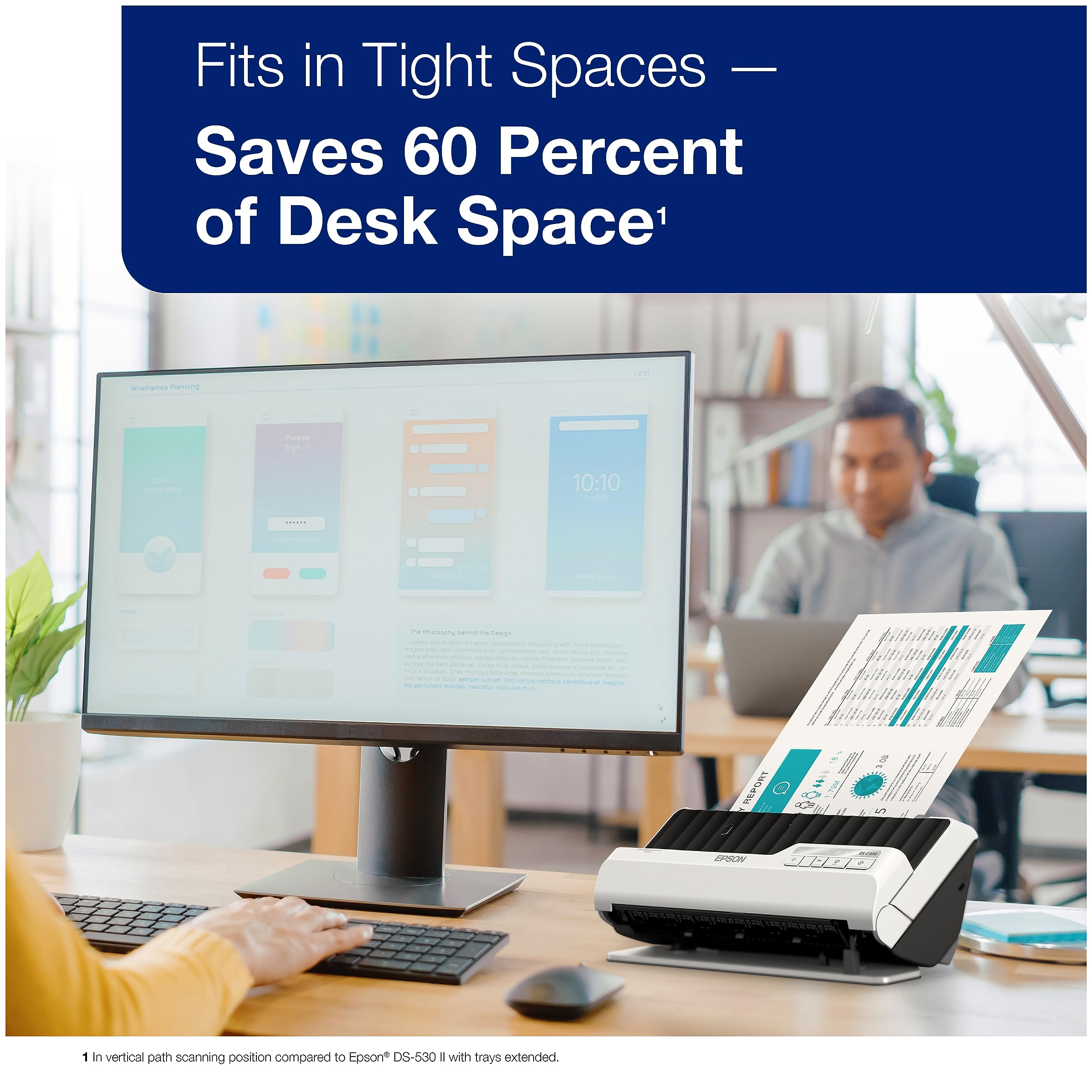 Epson DS-C490 Duplex Compact Desktop Document Scanner with Auto Document Feeder (ADF)