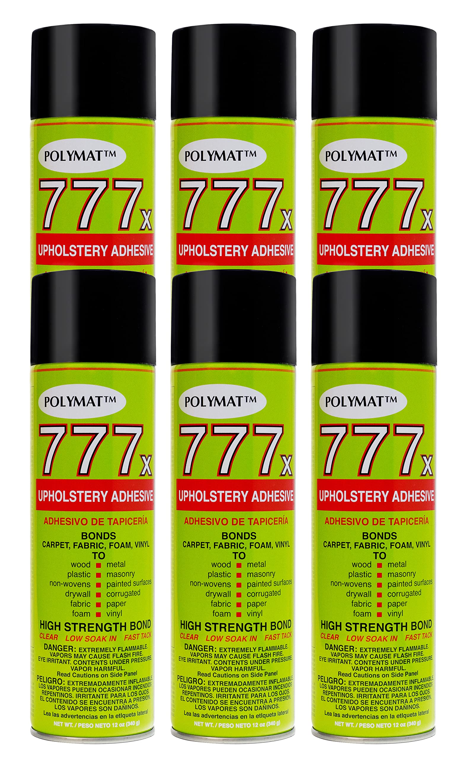 QTY6 777 Polymat Fast TACK Foam Fabric Box Carpet Upholstery Spray Glue Adhesive