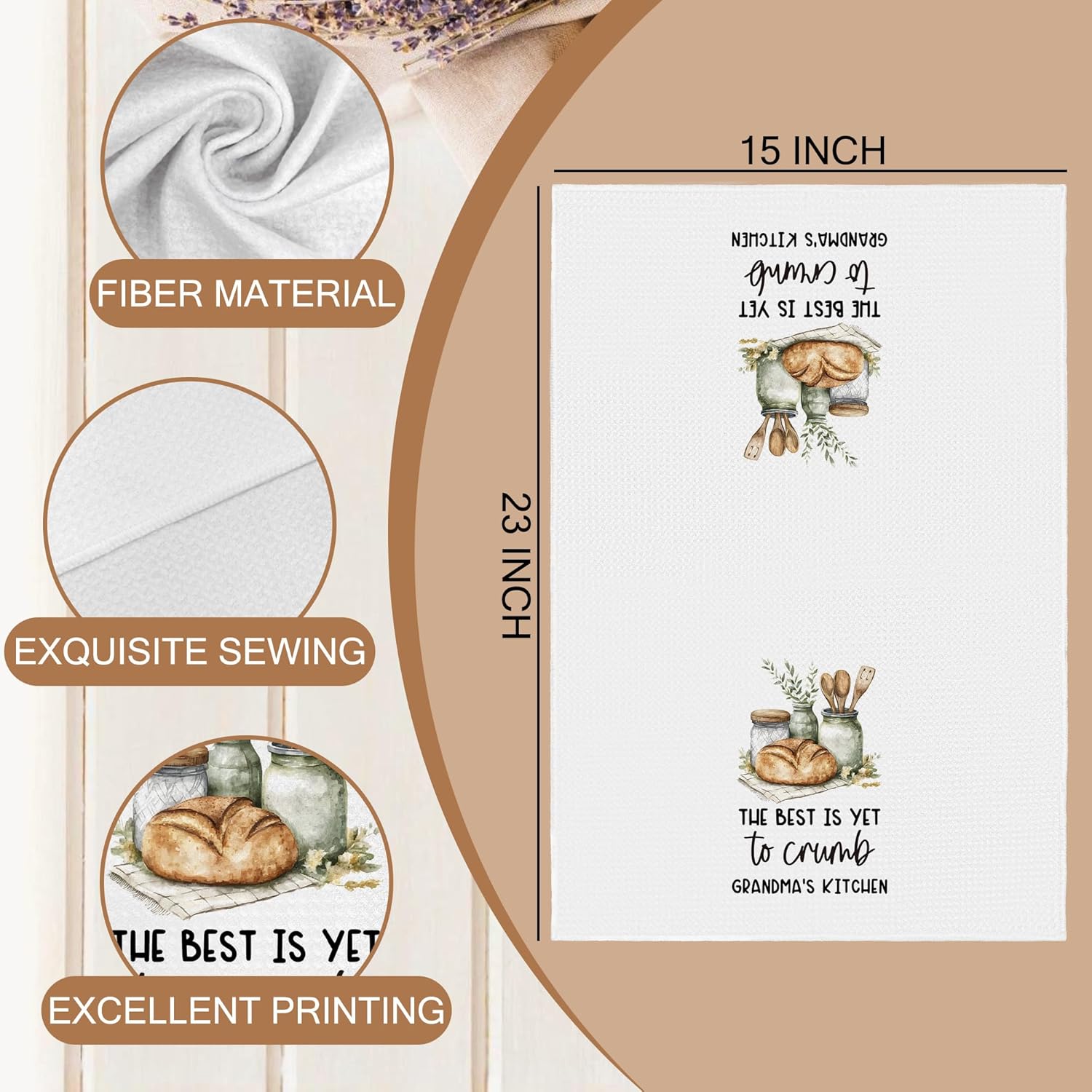 Grandma Kitchen Towels, Best Grandma Gifts for Mother's Day Birthday Dish Tea Towels, Grandmother Gifts from Grandkids Decorative Hand Towels for Kitchen, 16x24 Inches - Image 7