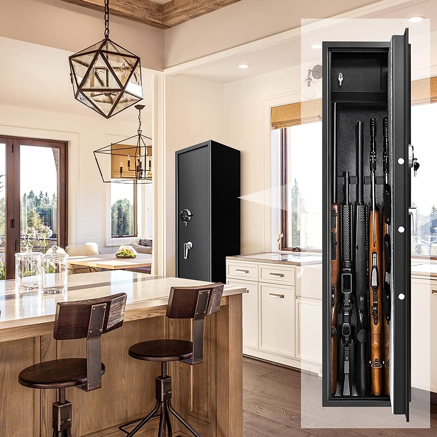 Safe Box, Fireproof Waterproof Safe Safes Rifle Safe, Biometric