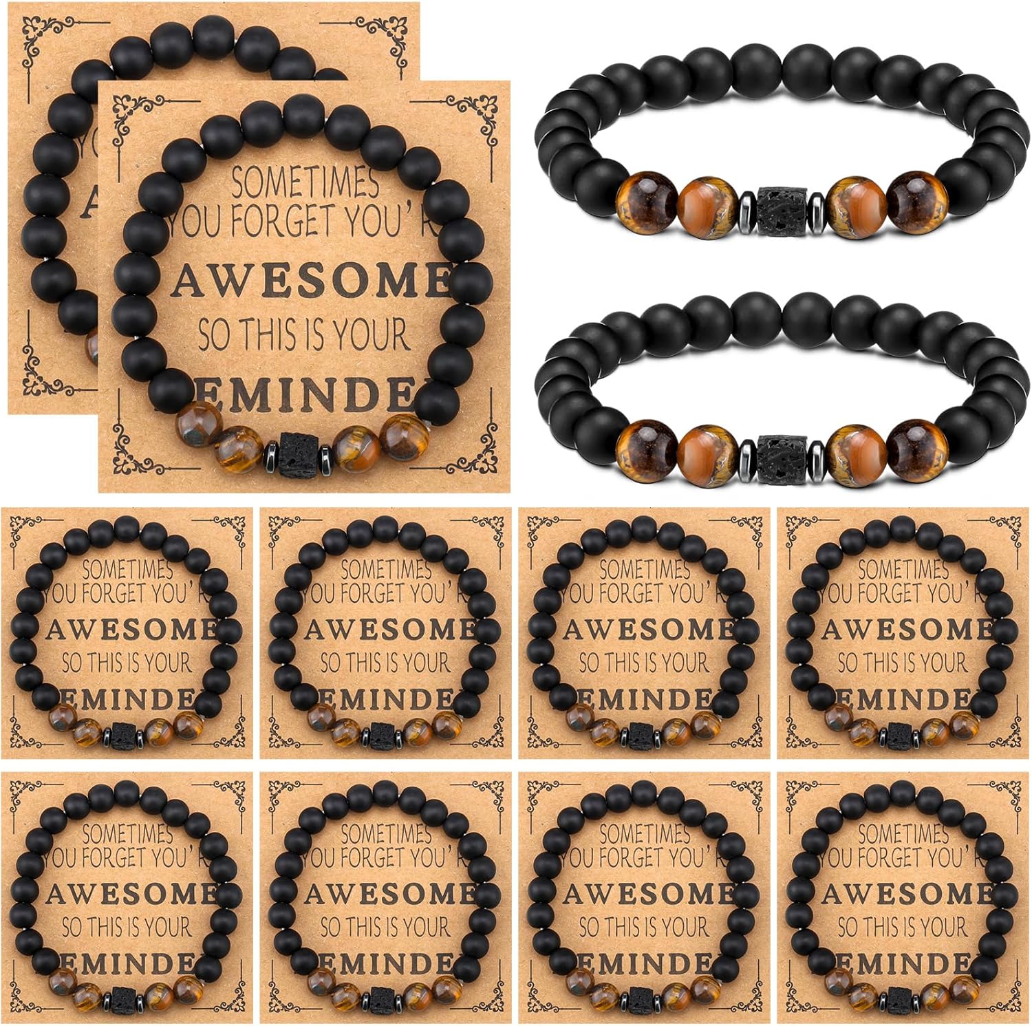 Landical 12 Sets Inspirational Bracelets Bulk for Men Women Sometimes You Forget You're Awesome Bracelets