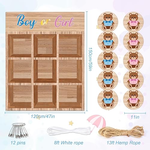 Miniatura 2 de OurWarm Juegos de revelación de género  Tic Tac Toe Board Ideas de revelación de género, niño o niña, él o ella firma suministros de fiesta de