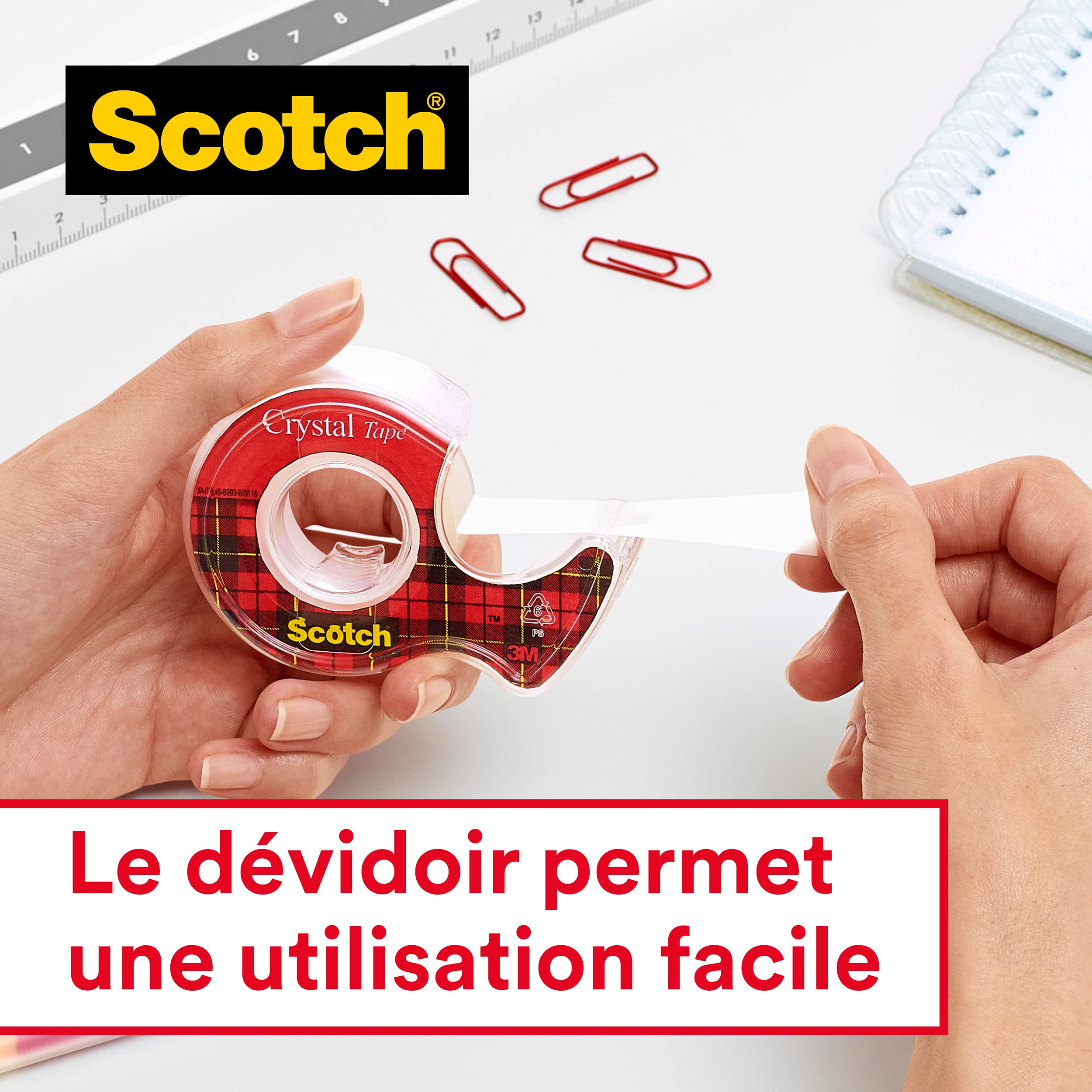 Scotch Crystal Ruban Adhésif Transparent, Multi-Pack, 14 Rouleaux, 19 mm x 33 m - Ruban Adhésif Transparent à Usage Général pour l'Ecole, la Maison et le Bureau