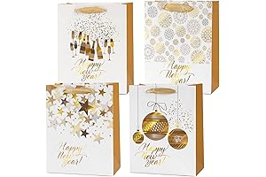 RAZKO Gold New Years Gift Bags: 16 Festive Bags for Holiday Cheer