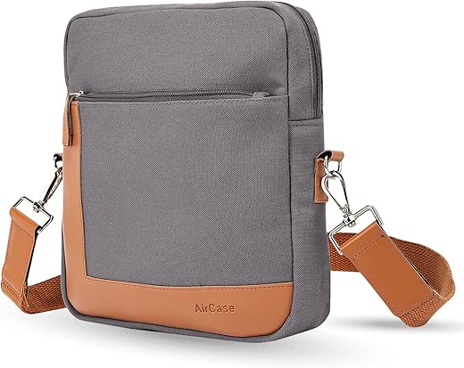 AirCase Canvas Sling Crossbody Bag for Men & Women, Side Shoulder Handbag for College/Office/Travel, PU Leather Detailing, Adjustable Shoulder…