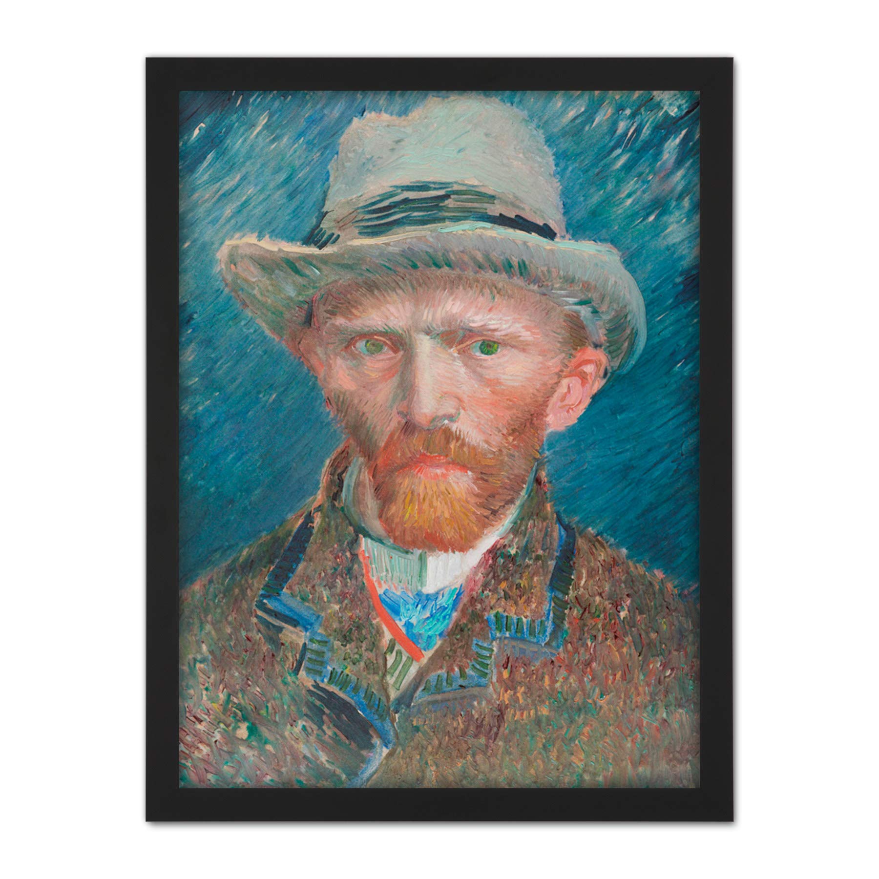Artery8 Vincent Van Gogh Self Portrait Illustration Artwork Framed Wall Art Print 18X24 Inch