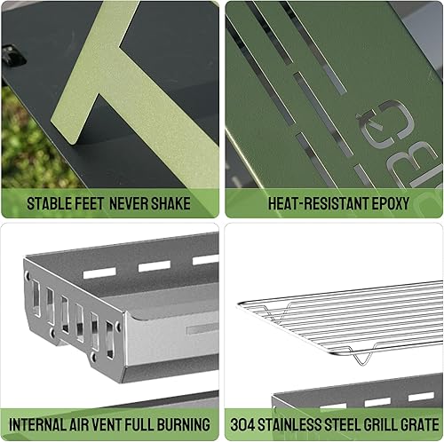 Miniatura 6 de Parrilla plegable de carbón portátil, pequeñas parrillas para interiores o exteriores, barbacoa de acero inoxidable, parrilla de carbón de