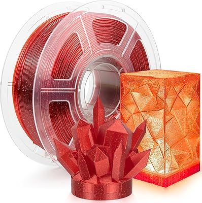 17 – IEMAI PETG Filament 1.75mm Glitter Red 1kg, Durable Transparent 3D Printer Filament with Shiny Galaxy Sparkle & Crystal Clear Finish for Hal…