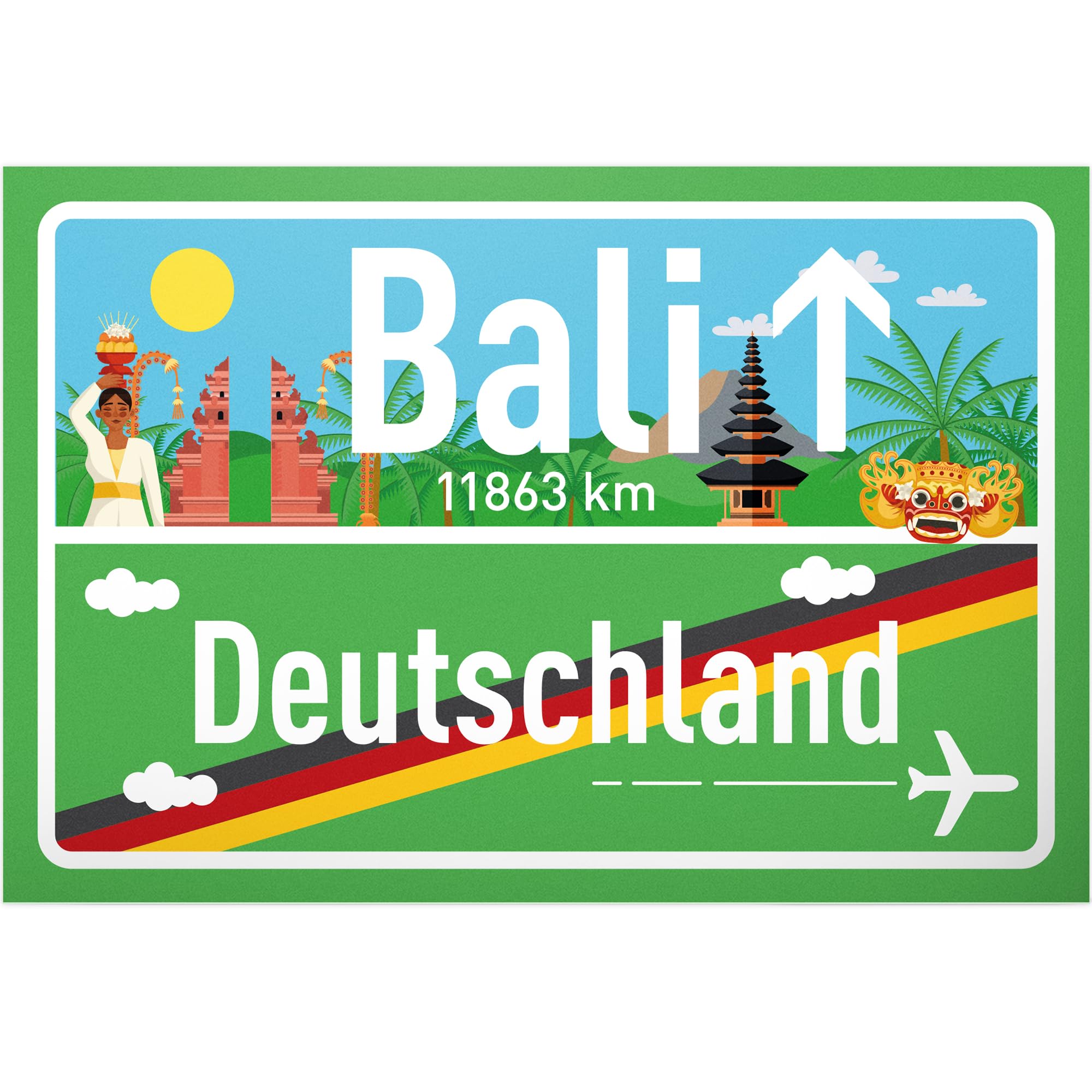 Spanien Deutschland Ortsschild - Geschenk Für Reisefans 30x20cm