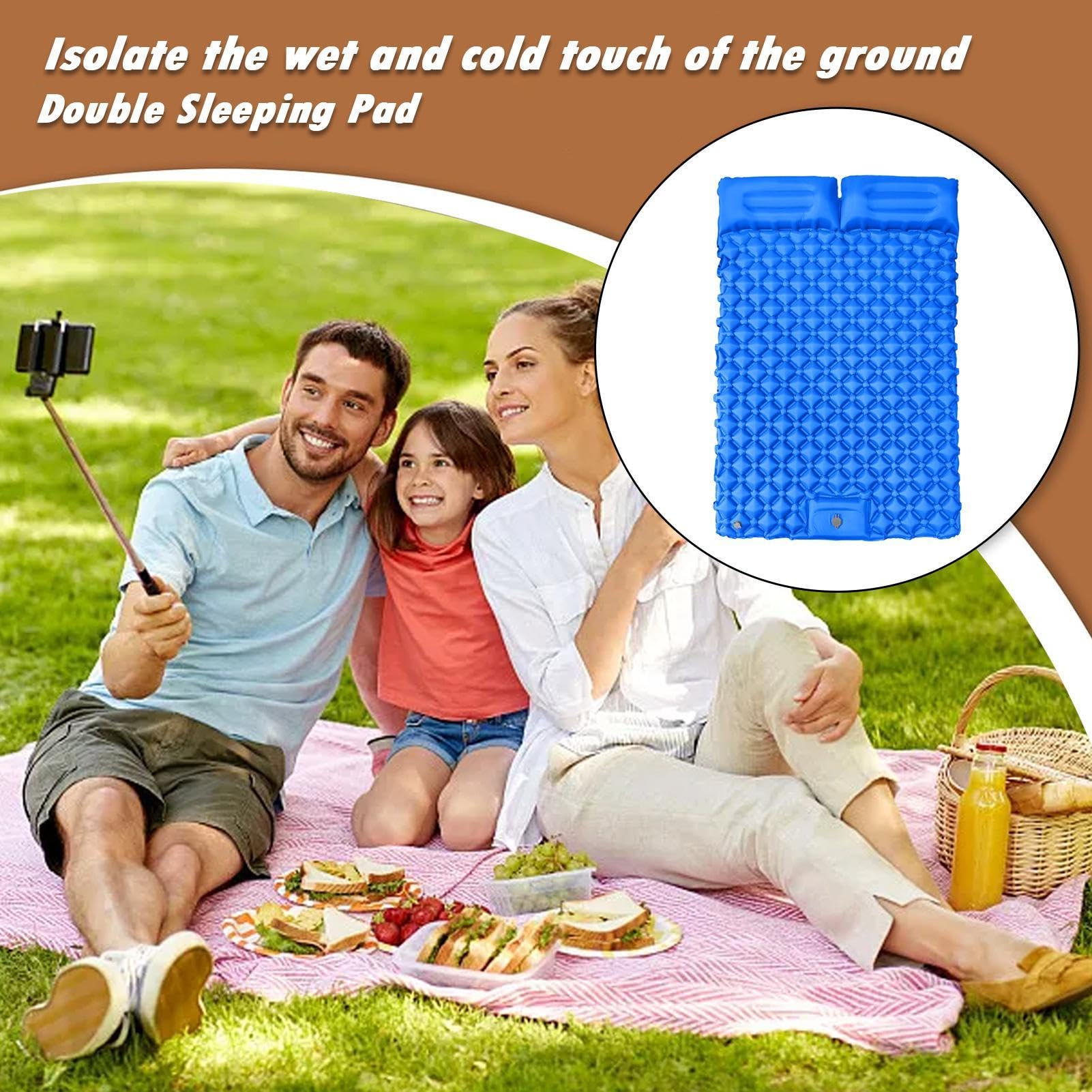 Colchoneta De Camping Colchón Inflable Para 2 Personas Con Almohada