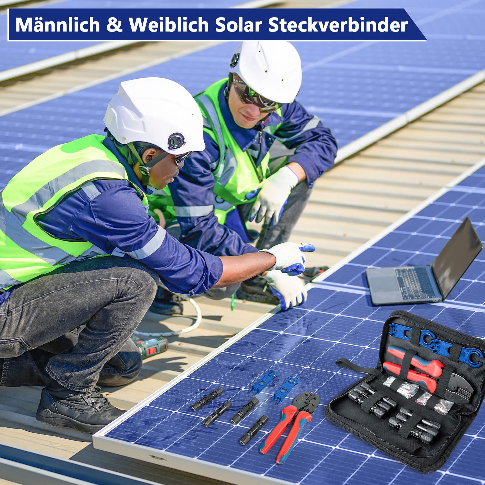 EIEVEY Alicates Engarzadores Solares Kit para Cables PV 2.5/4/6mm²