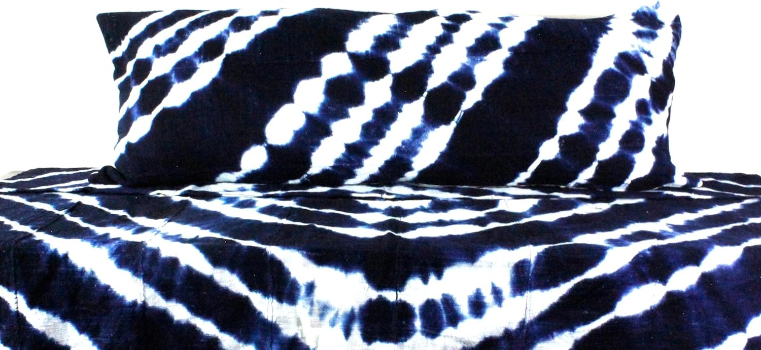 Indigo Lumbar Pillow Line Designer Handmade Pillow (14 x 36 inches)