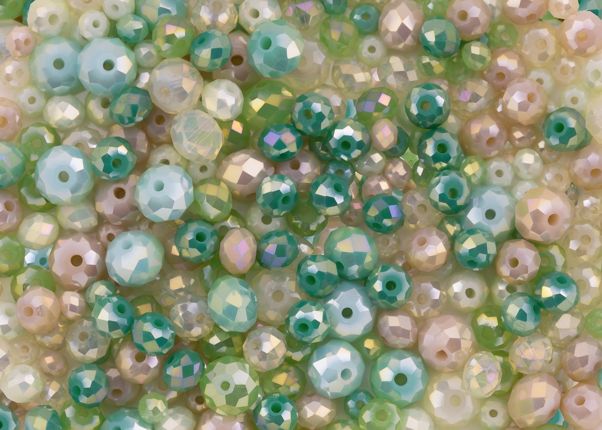 Green Mist : Crystal Glass Green Rondell Bead Set for Jewellery Making and Arts and Crafts, 360 Pieces, green, jade, mint - Image 3
