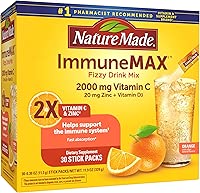 Nature Made ImmuneMAX Fizzy Drink Mix, with Vitamin C, Vitamin D, and Zinc Supplement for Immune Support, Fast Absorption, 30 Stick Packs, 0.4 Ounce