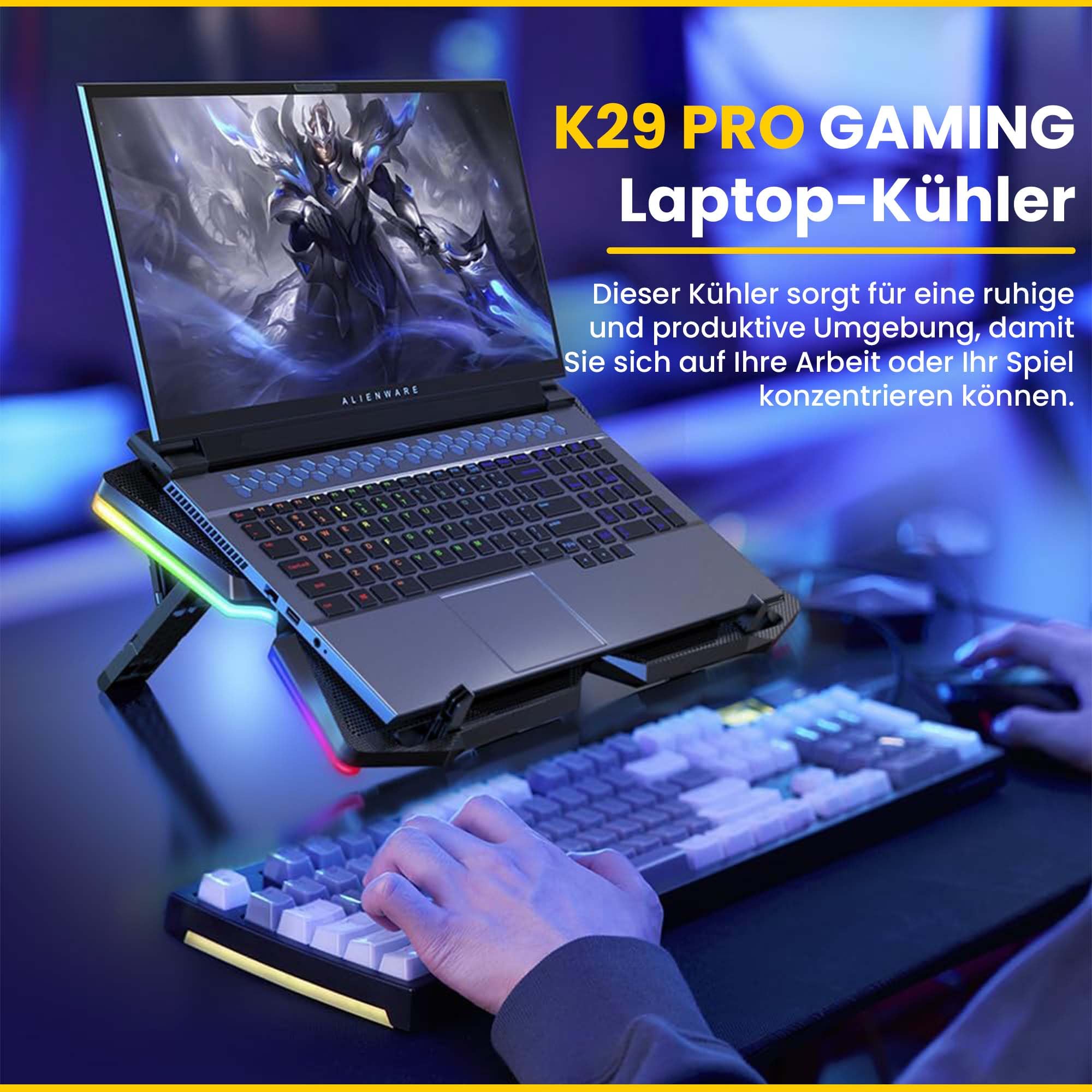 Offgridtec K25 Pro podstawa chłodząca z 4 wentylatorami 1100 obr/min USB regulowana wysokością niebieska