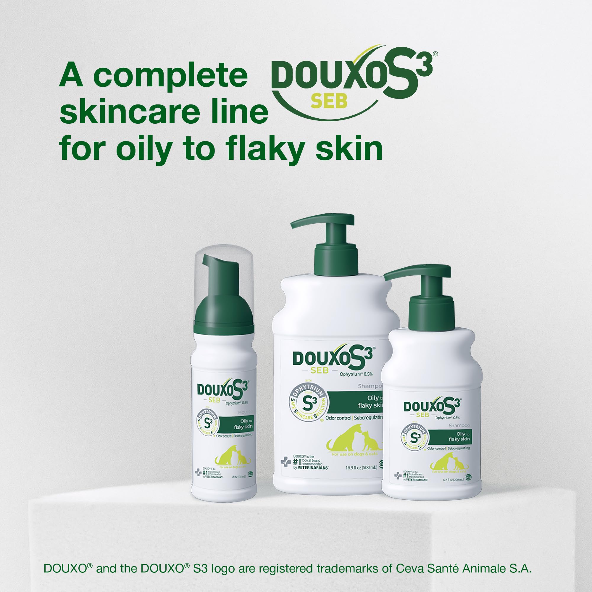 Douxo S3 SEB Mousse, Contiene 0.5% de ofitrio, Control de olores y seborregulador, para Piel Grasa a escamosa, seborrea, para Perros y Gatos, 5 onzas líquidas
