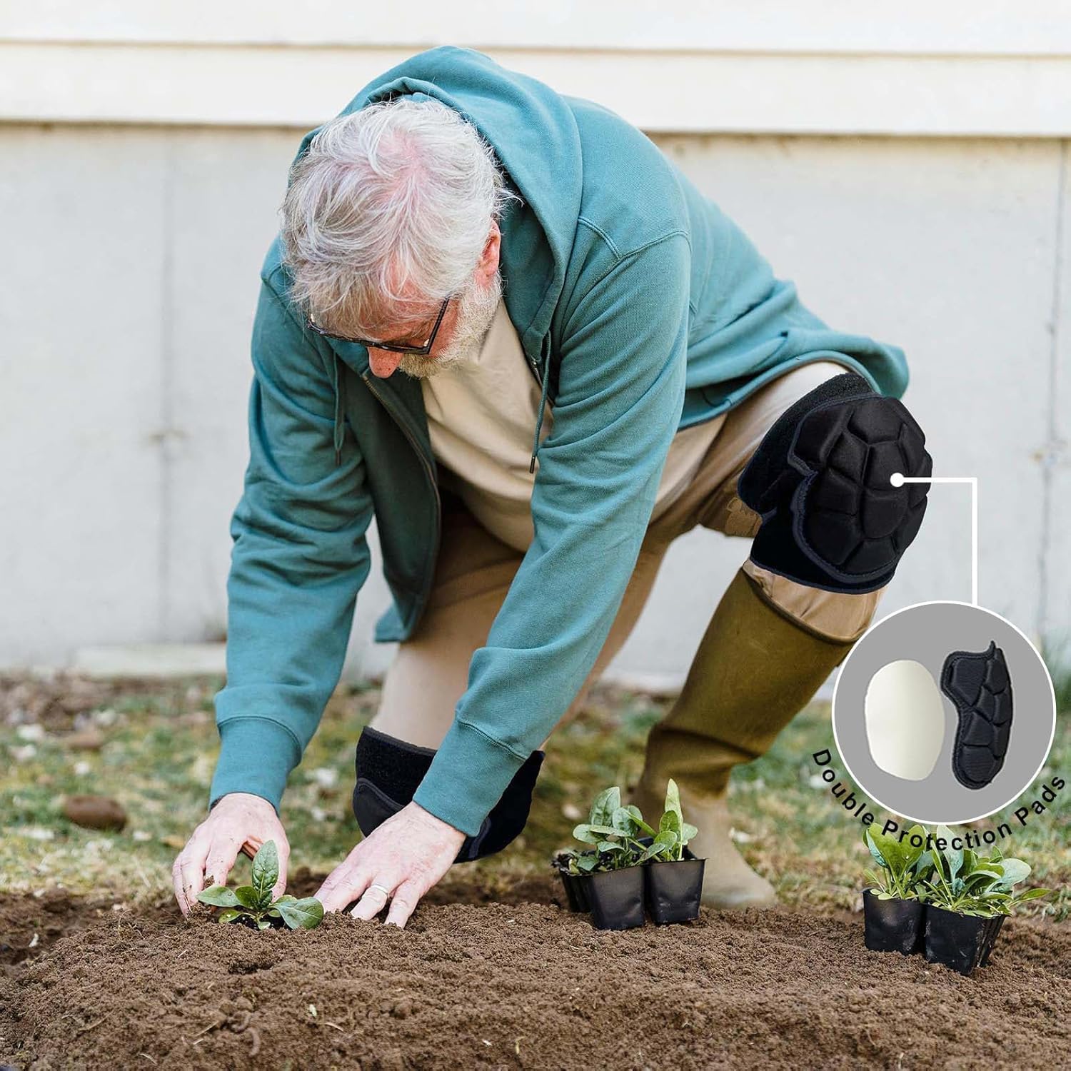 Genouillères pour homme et femme - Genouillères de sécurité adaptées pour la construction, le jardinage, les travaux de toiture et de sol - Genouillères antidérapantes avec mousse EVA ultra