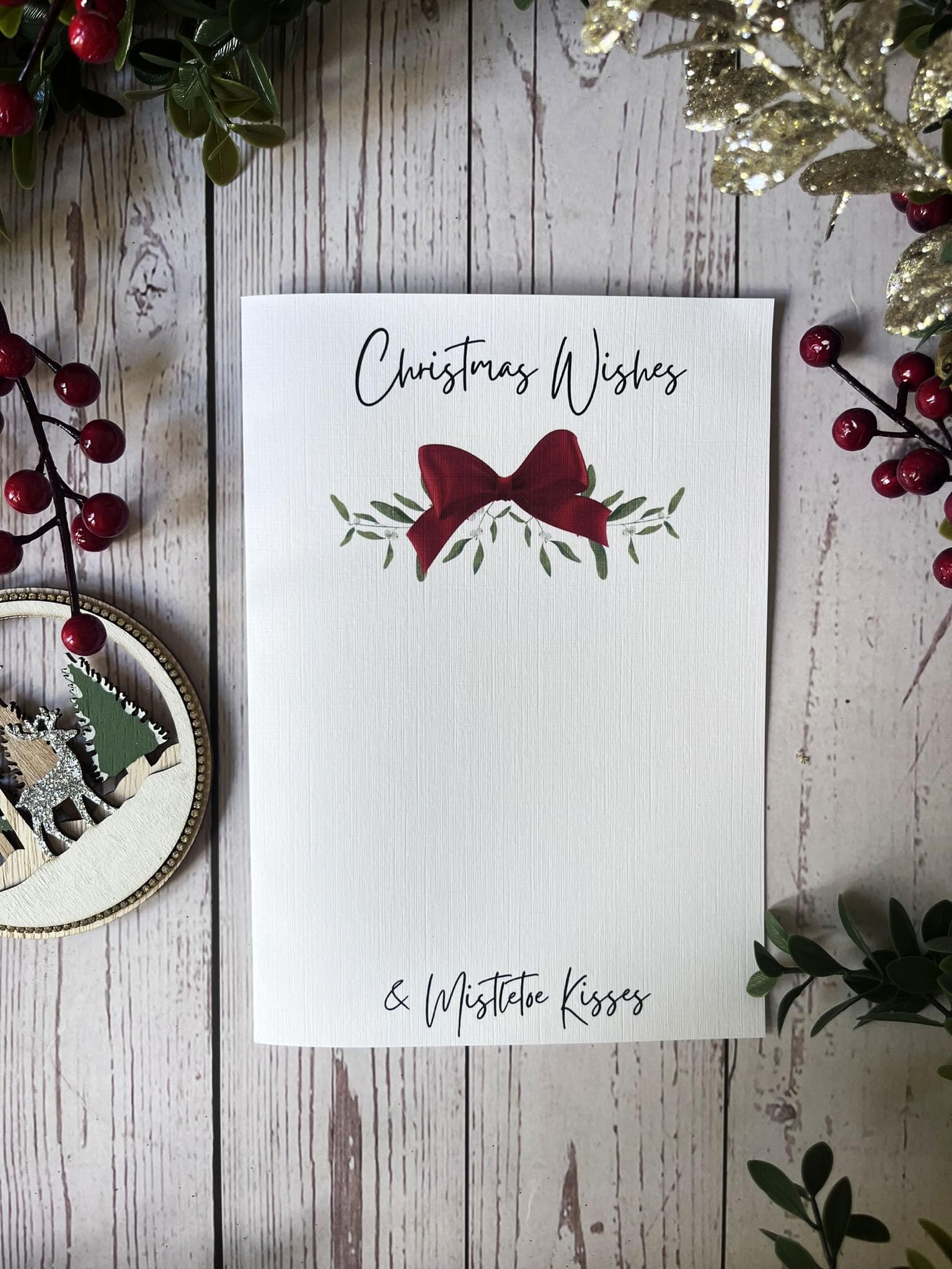 Baby Footprint Christmas Card for My First Christmas. Chrismas Wishes & Mistletoe Kisses. Perfect for Family & Friends. Unique Greeting Card (DIY Mistletoe) - Image 2