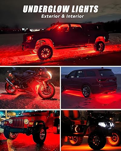 Miniatura 5 de Tira de luz LED de 12 V de 18 pulgadas, tira de luces LED rojas conectables para automóvil, motocicleta, carrito de golf, automóviles, camiones,