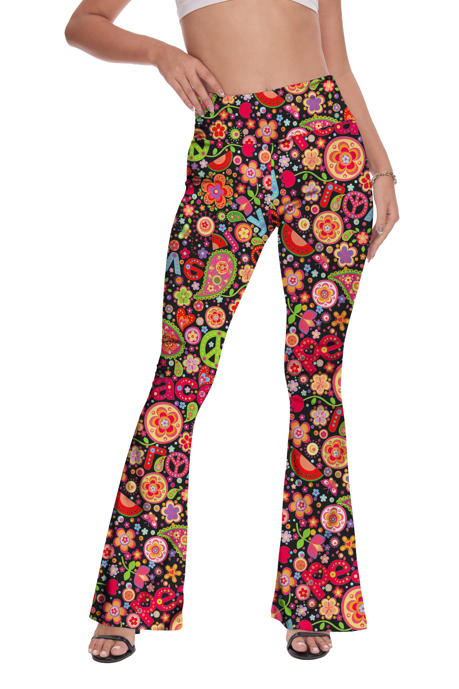 TMSD Women's Bell Bottom Pants High Waist Stretch Hippie Pants