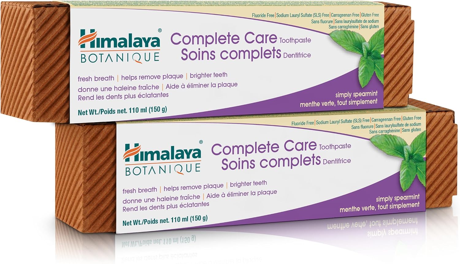 Himalaya Botanique Complete Care Toothpaste, Simply Spearmint, for Brighter Teeth and Fresh Breath, Natural, Fluoride-Free & SLS-Free, Vegan, 150 g (5.29 oz), 2 Pack
