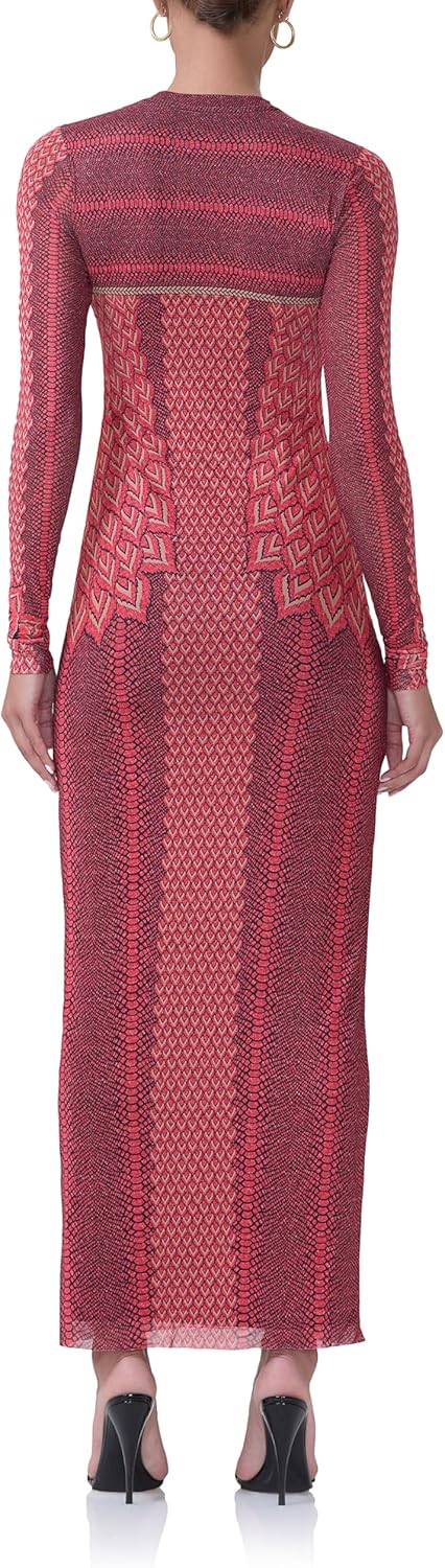 AFRM Womens Didi Crewneck Mesh Long Sleeve Maxi Bodycon Dress - Image 4