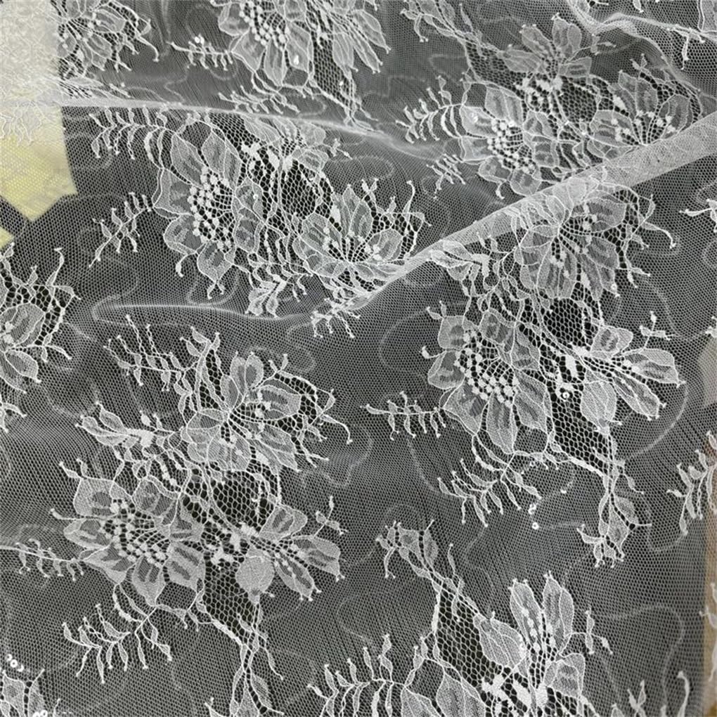 Koronkowa tkanina bawełniana, Projektant ręcznie robionej koronki z cekinami i haftowanej siateczki do sukien ślubnych, szycie na metry(French Lace)