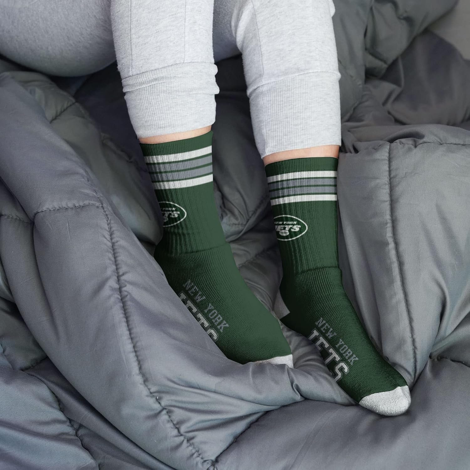 For Bare Feet Men's NFL 4-Stripe Deuce Performance Crew Socks