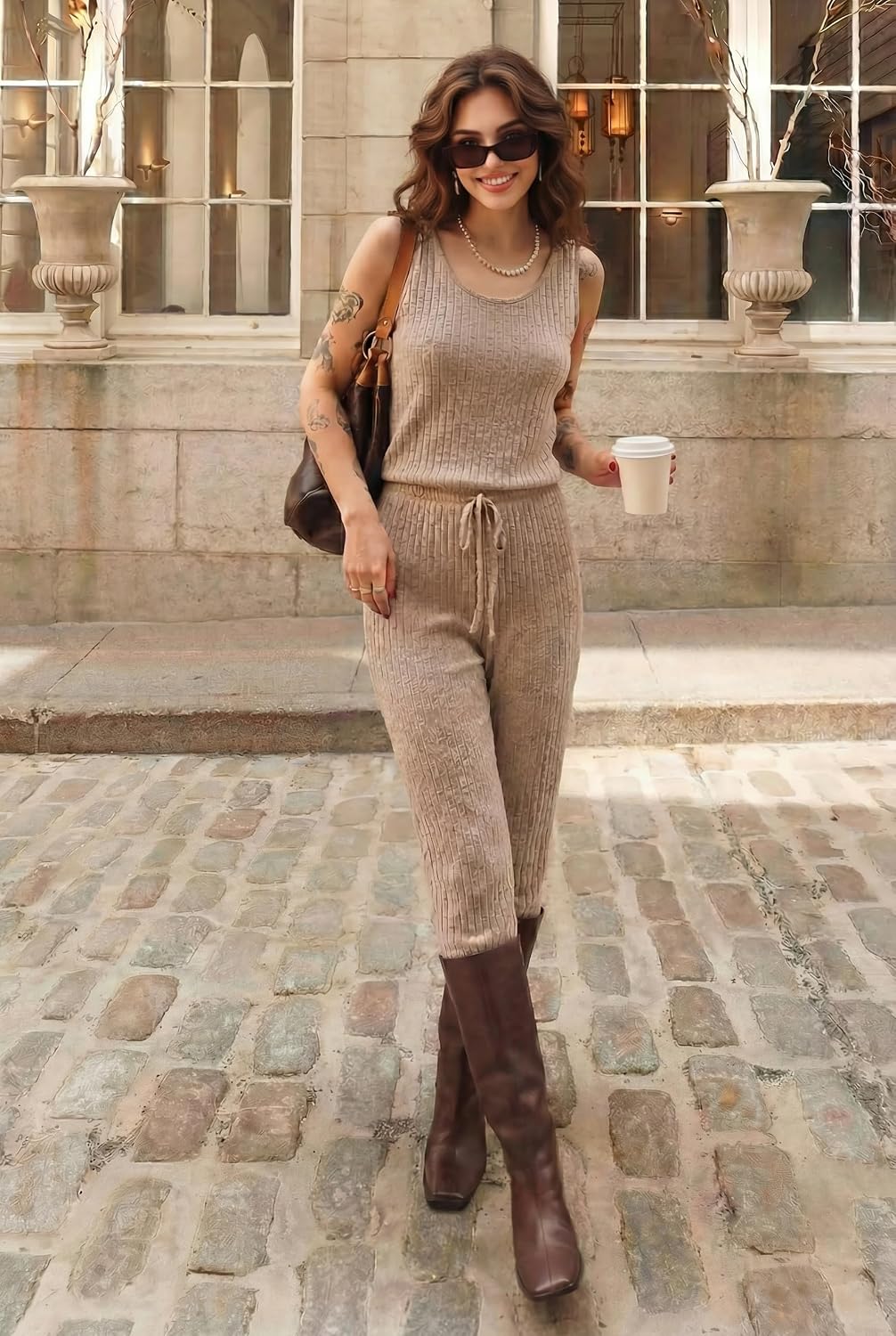 Ekouaer Jumpsuits for Women Casual Summer Sleeveless 2026 Ribbed One Piece Romper Dressy Vacation Clothes Travel Outfits