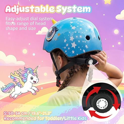 Miniatura 50 de Casco de bicicleta para niños pequeños, ajustable y multideportivo para niños y niñas, 2 tamaños