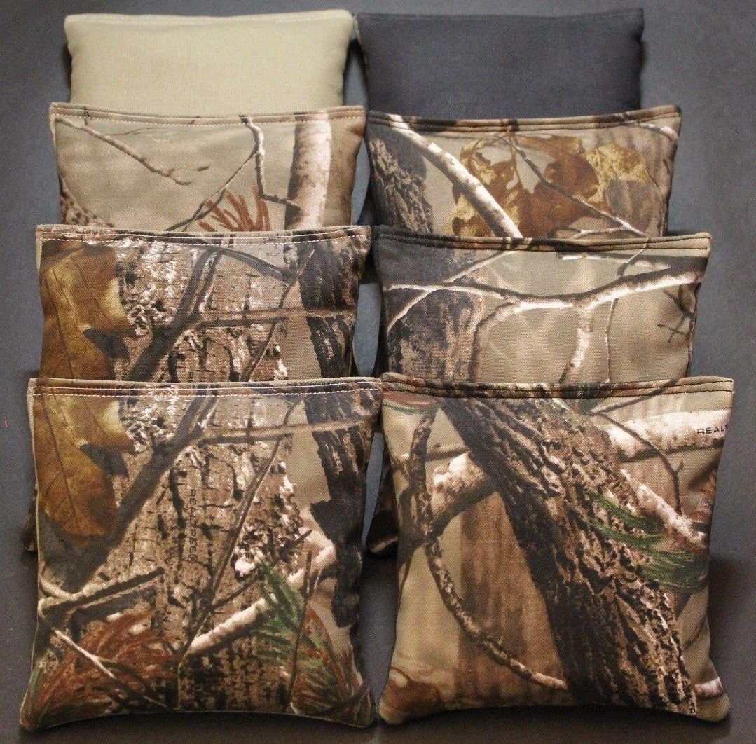 BackYardGamesUSA Cornhole Bean Bags Camo Camouflage Black & Tan 8 ACA Hunting Fishing Bags