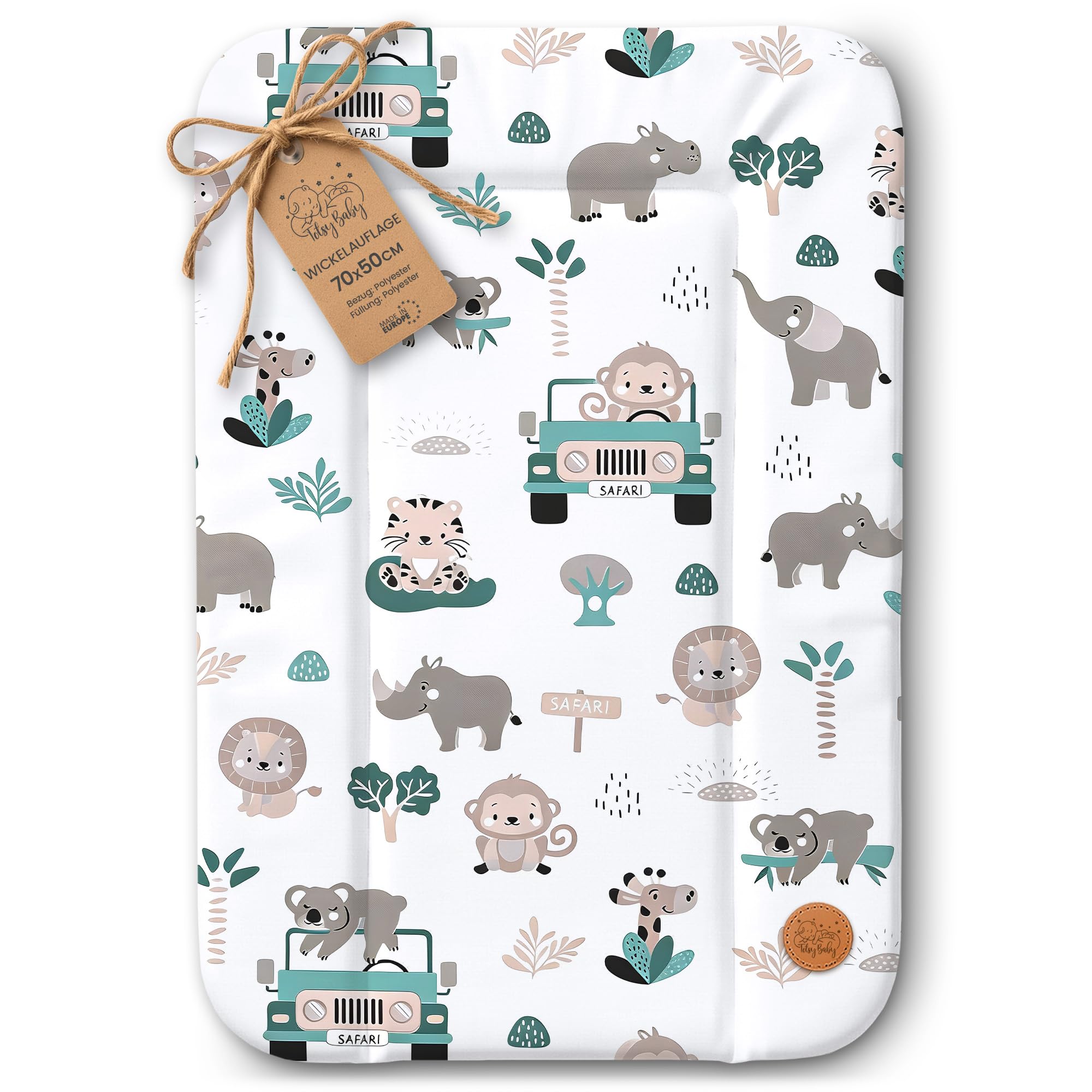 Fasciatoio neonato 70 x 50 cm - materassino portatile universale lavabile e impermeabile su cassettiera lavatrice e tavolo cuscino da viaggio tappetino materasso Oeko-Tex Africa