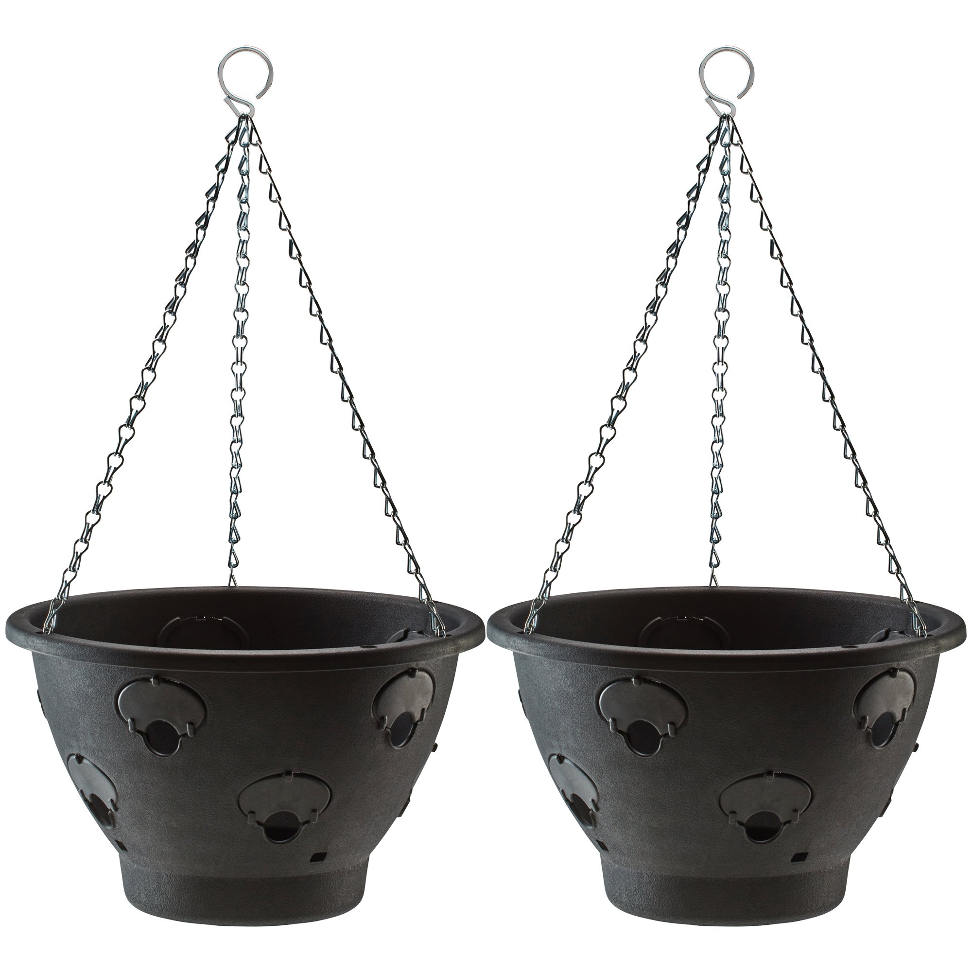 Thompson & Morgan 2 Pack Bloomaround Hanging Basket Garden Planter Plant Pot Container With Water Reservoir For Flowers, Vegetables And Fruits (30Cm, )