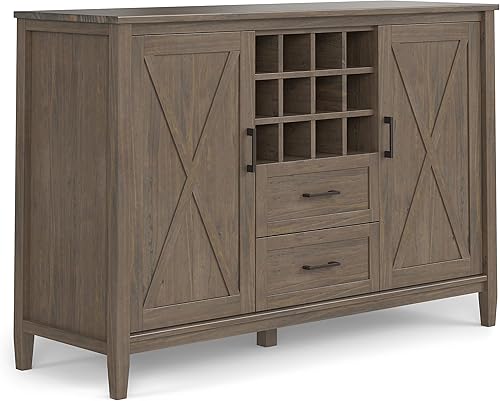 Miniatura 23 de SIMPLIHOME Warm Shaker - Armario de almacenamiento bajo de madera maciza de 32 pulgadas de ancho con 2 estantes en marrón dorado claro, gabinete de