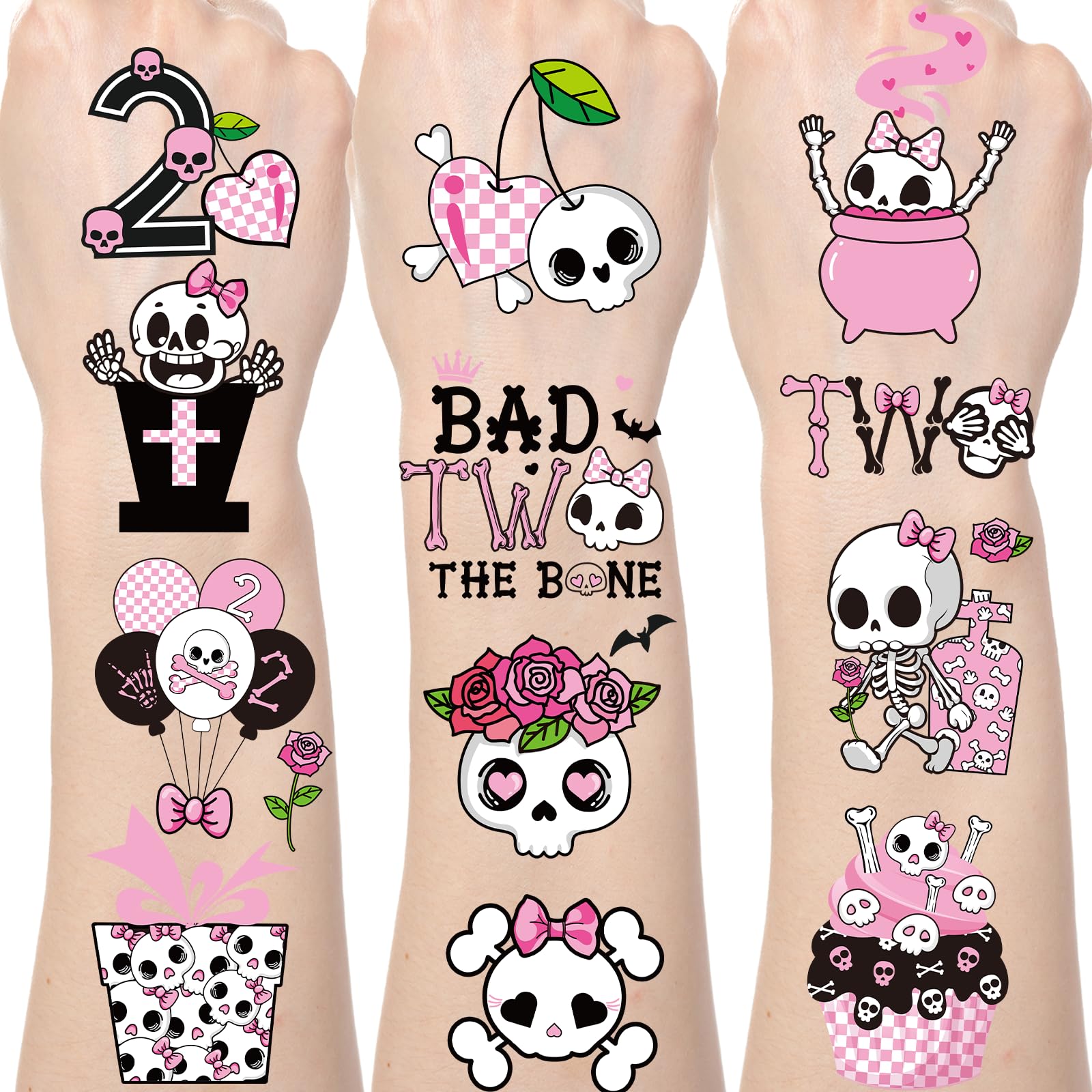 Bad Two the Bone Temporary Tattoos - Yoyuspy 200+ Pink Bad Two the Bone Birthday Party Decorations Favors Supplies Cute 2nd Birthday Decorations Pink