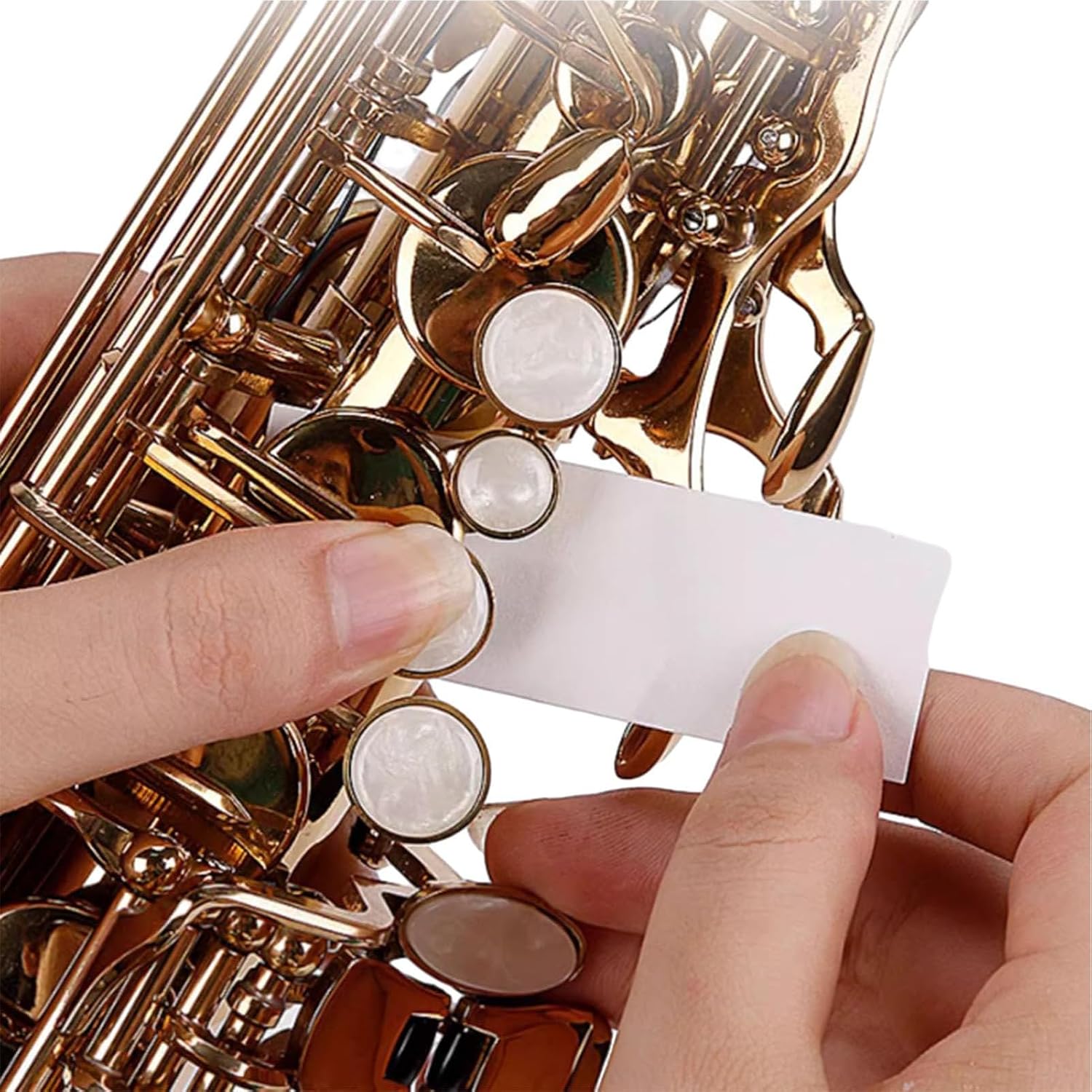 100PCS Saxophone Cleaning Paper, Quick Water Absorption Cleaner Paper for Saxophone, Clarinet, Oboe