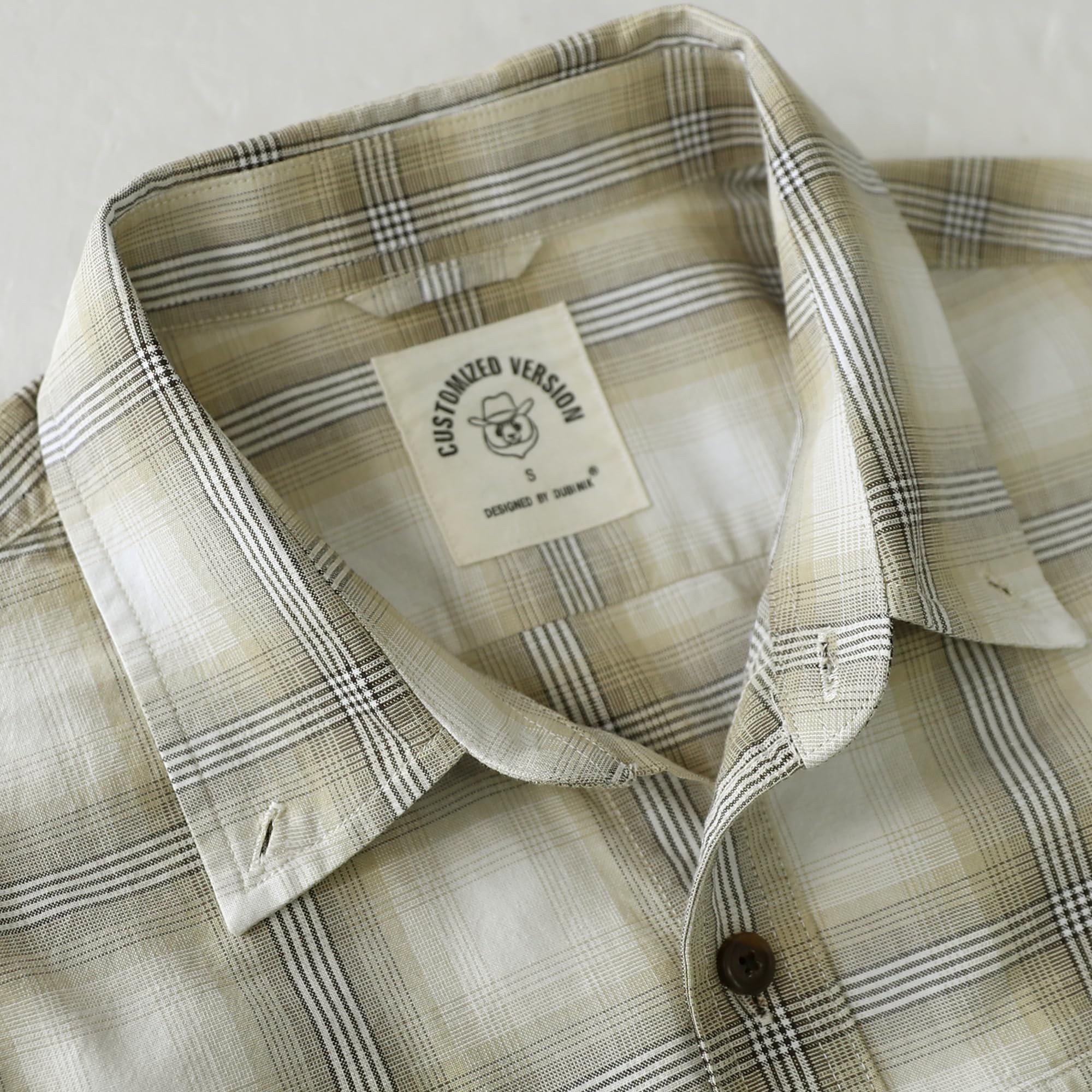 Dubinik® Camicia da uomo a maniche corte con bottoni e doppie tasche, abbigliamento da lavoro rinfrescante e casual a quadri da uomo