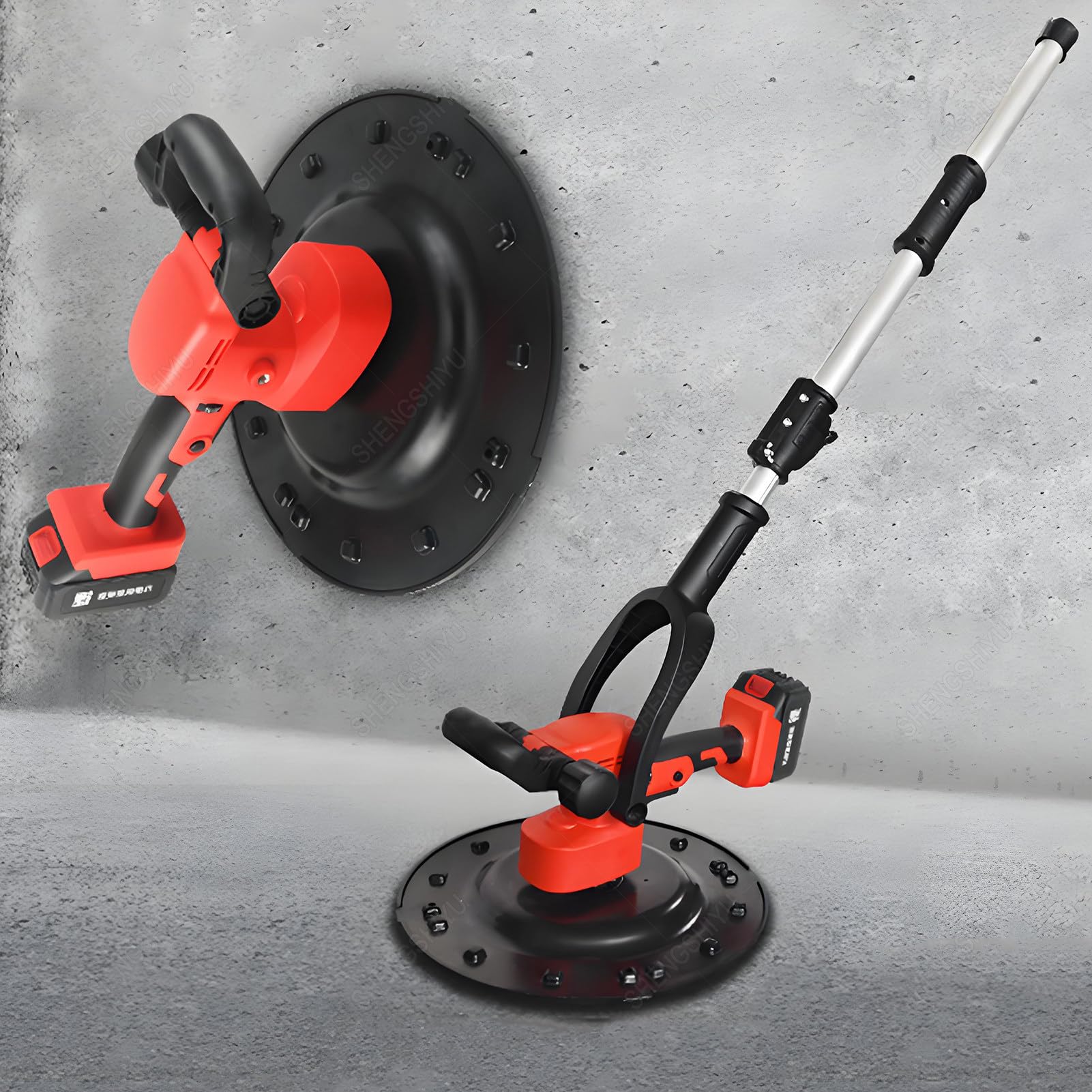 Pulidora de Pared para Alisar,Compactar,Pulir,4 Tipos Paletaajuste de 6 Velocidades,Mango Frontal Ajustable 120°,Pared de Enlucir para Arena Gruesa/Fina & Paredes Masilla