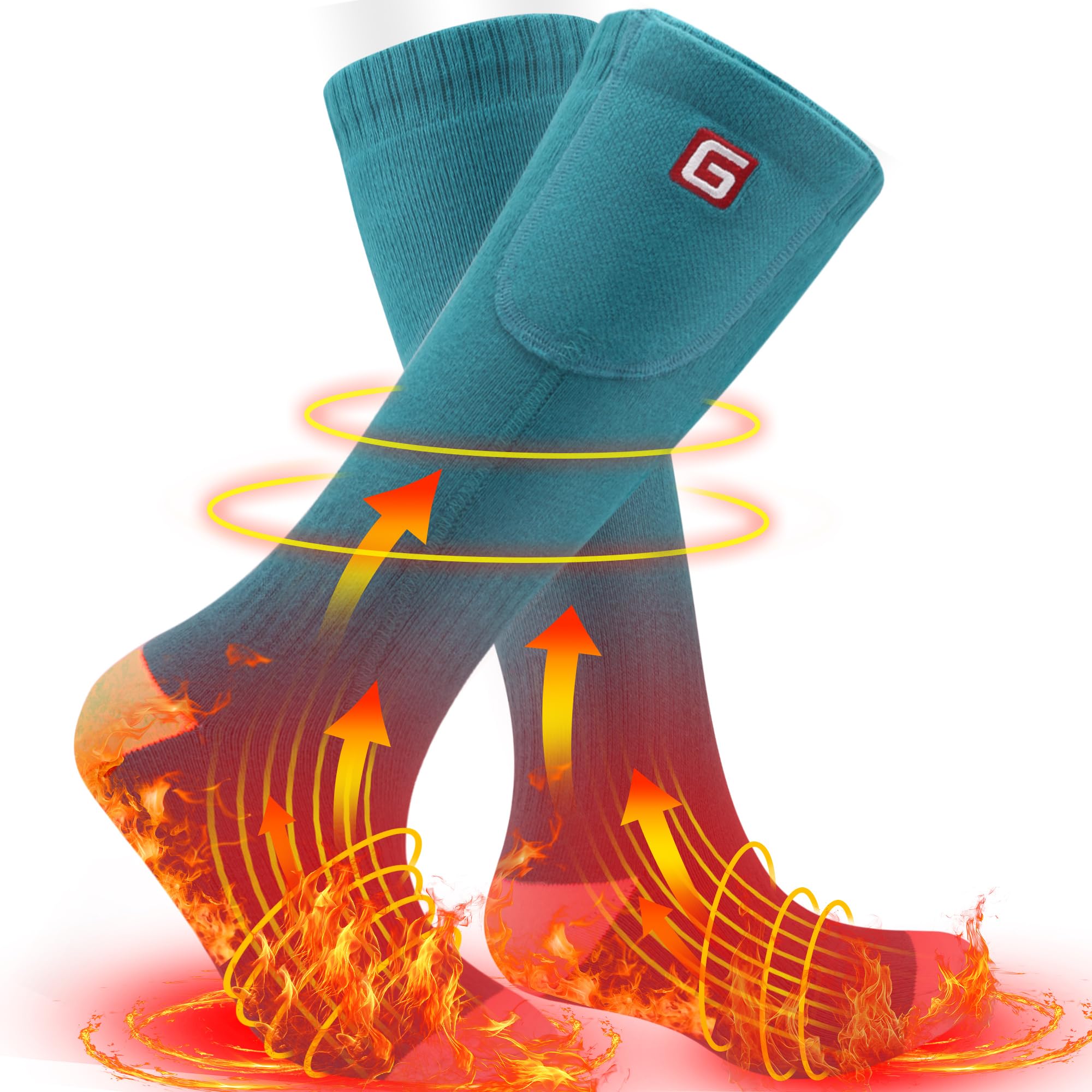 Svpro Chaussettes chauffantes, rechargeables pour homme et femme, chaussettes thermiques pour temps froid, pour le ski, l'hiver, le camping, la randonnée