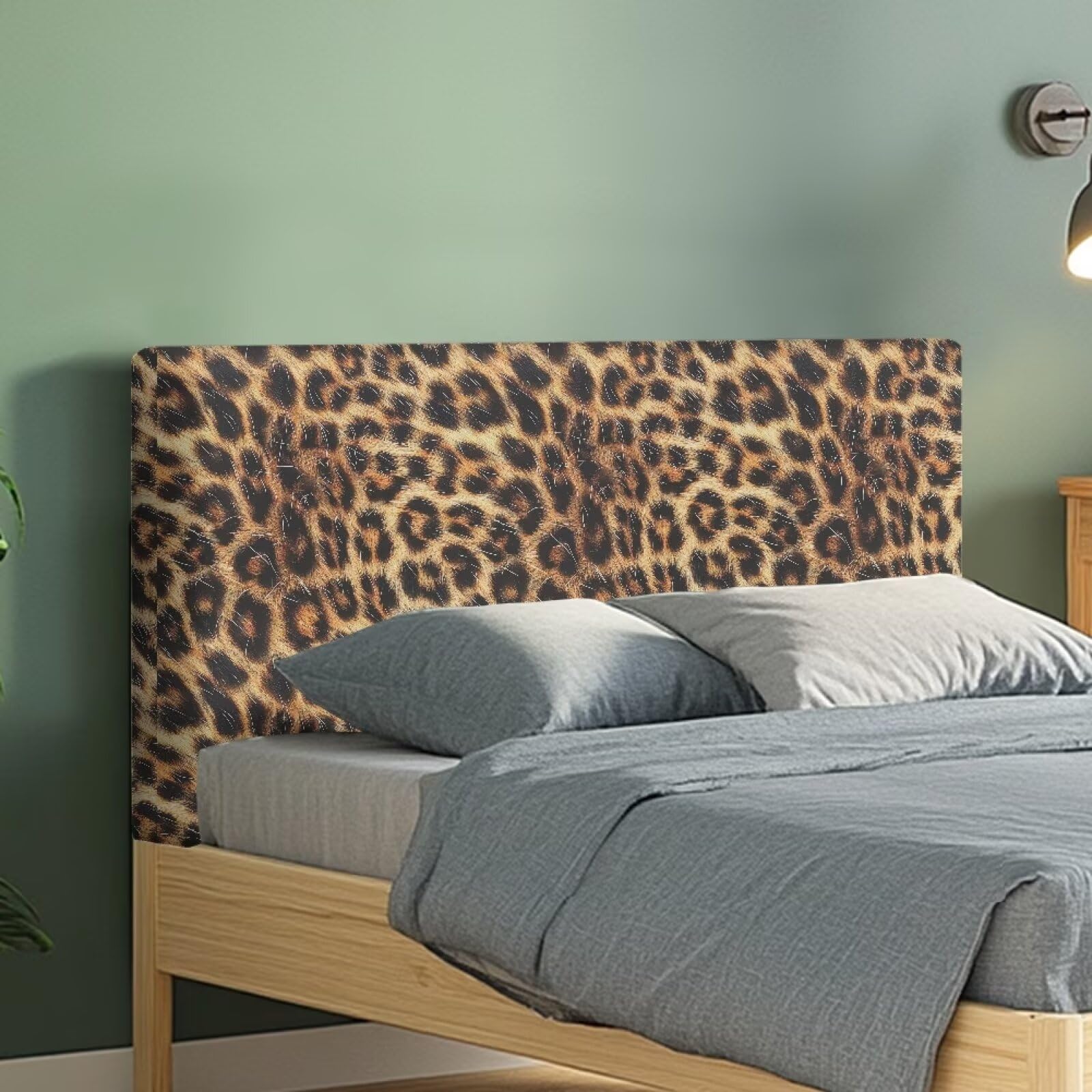 GLENLCWE Wild Leopard Headboard Cover Stretch Bed Head Board Slipcover Full Size with 47-55