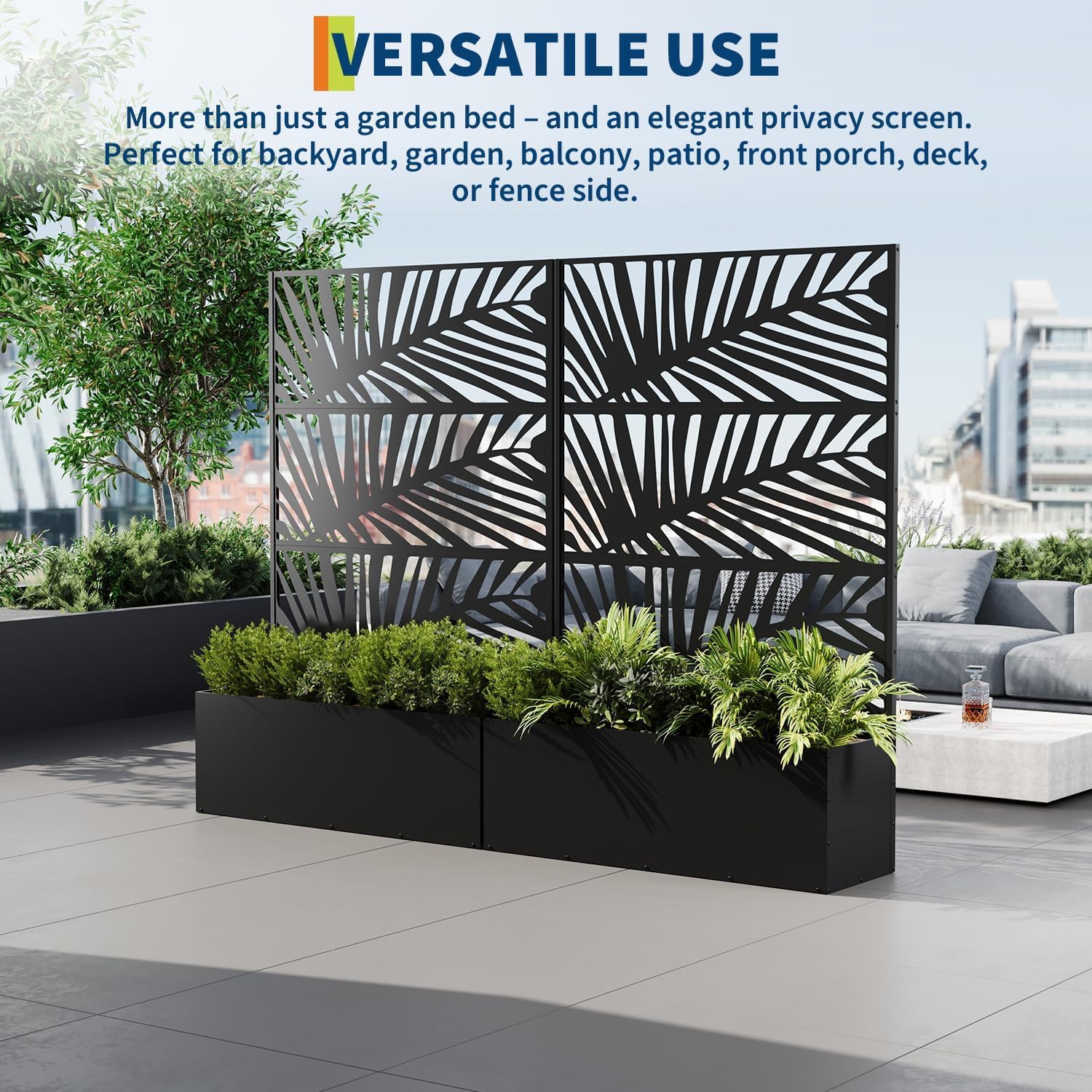GarveeLife Metal Planter Box with Trellis, 71"x47"x16" Raised Garden Bed for Climbing Plants, Vegetables, Vines, Privacy Planters for Patio with Drainage Holes, 15.7" Deep Planting Bed