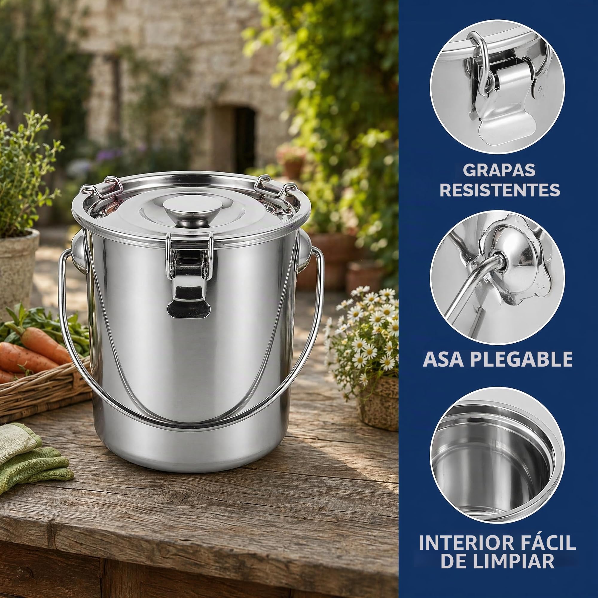 iPlusmile Contenedor de alimentos de cocina de acero inoxidable 3L hermético para cereales, arroz, leche - contenedor de harina con caja