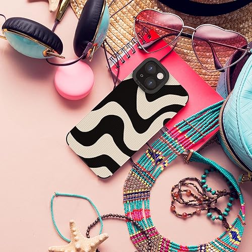 Miniatura 6 de Compatible con iPhone 13 - Funda de silicona con diseño de ondas para mujeres y niñas, funda de silicona de TPU suave con diseño de cebra para