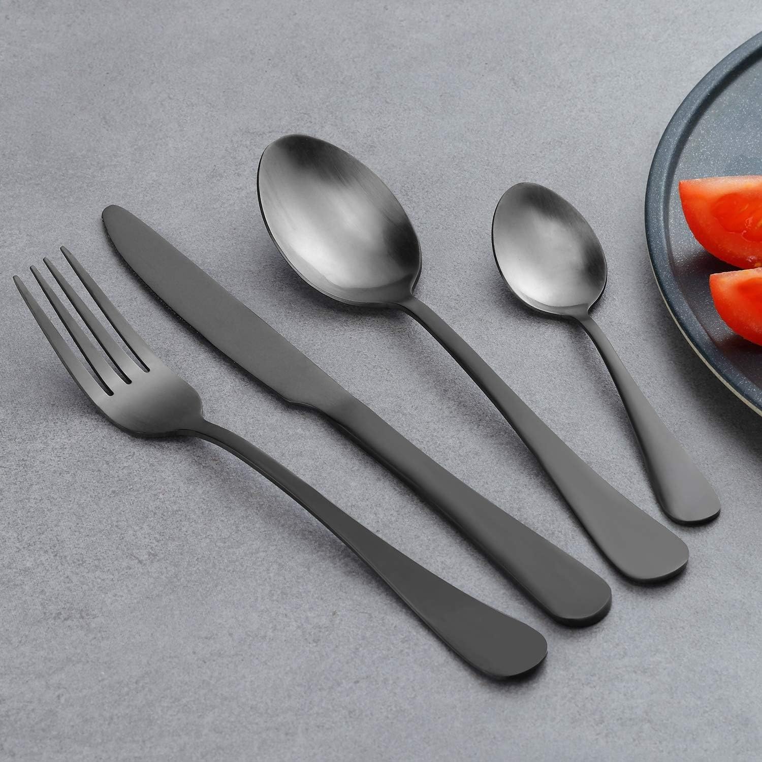 BEWOS - Set di posate da 32 pezzi, in acciaio inox, set di posate con cucchiaio, coltello e forchetta, per 8 persone, lavabile in lavastoviglie/facile da pulire