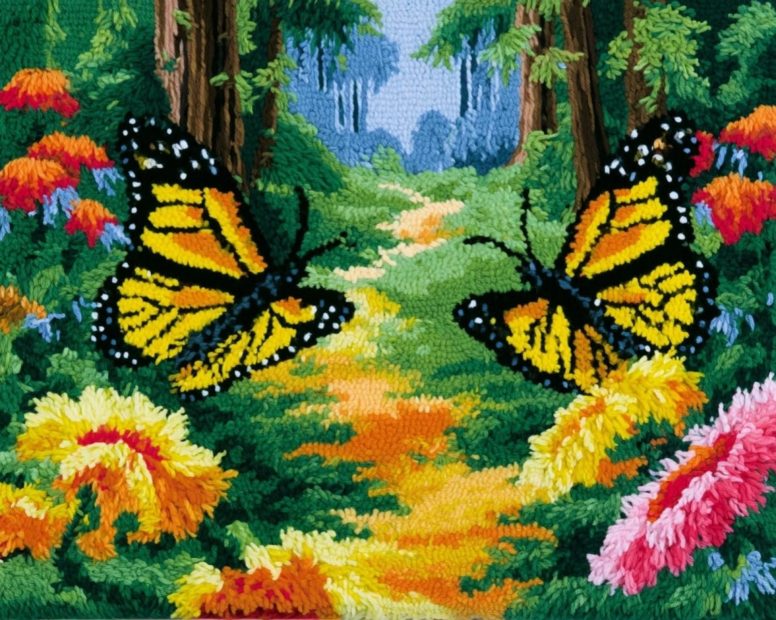Wallphantom Forest Butterfly Latch Hook Rug Kit,