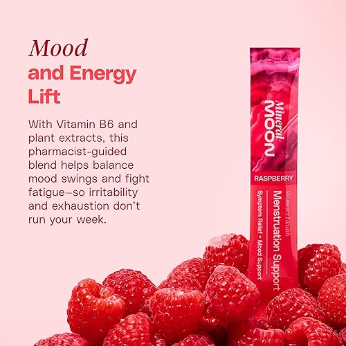 Miniatura 6 de Apoyo para la menstruación - 14 sobres de bebida de frambuesa - Equilibrio hormonal y apoyo del síndrome premenstrual, ayuda a reducir los calambres