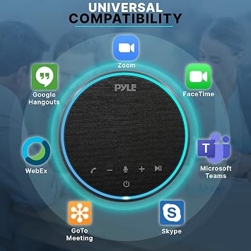 PyleUsa Conference Speaker Bluetooth Speakerphone - Multipurpose Conference & Streaming Speaker,Noise Canceling Swiss Immersive Crisp Voice Pickup for Office,Travel,Home, w/USB-C,Aux Cables - PSCN42